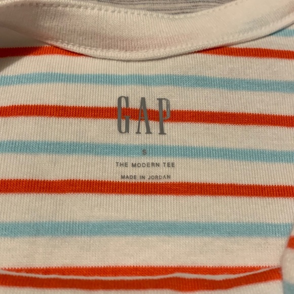 GAP Red White Blue Striped Boatneck T-Shirt Small - Picture 3 of 4